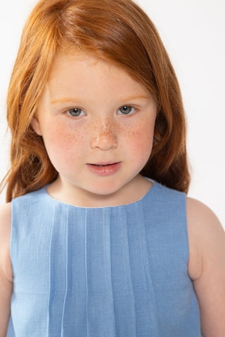 Vestido em linho - Azul-claro