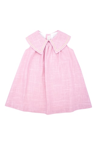 Vestido em linho - Rosa-maquilhagem