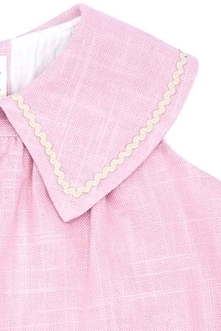 Vestido em linho - Rosa-maquilhagem