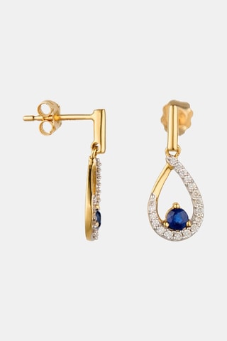 Boucles d'oreilles - Or jaune 18 carats, saphir et diamants