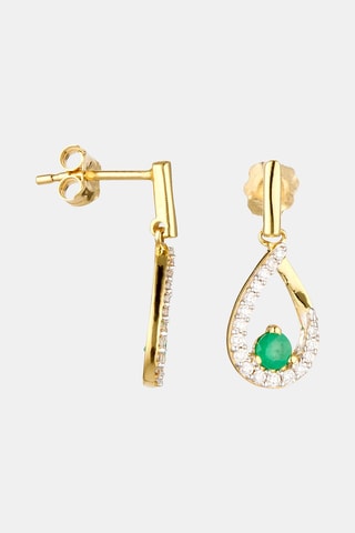 Boucles d'oreilles - Or jaune 18 carats, émeraudes et diamants
