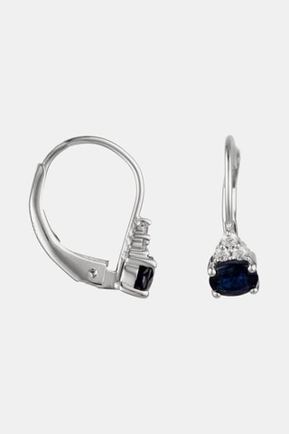 Boucles d'oreilles - Or blanc 18 carats, saphir et diamants