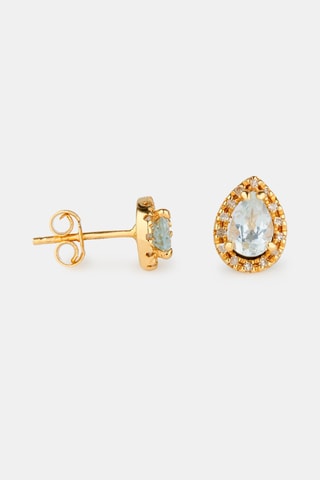 Puces - Or jaune 18 carats, aigue marine et diamant