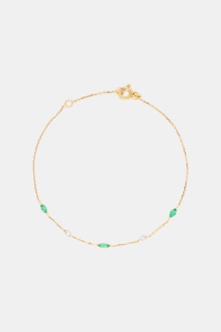 Bracelet - Or jaune 18 carats, émeraudes et diamants