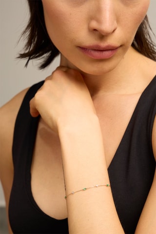 Bracelet - Or jaune 18 carats, émeraudes et diamants