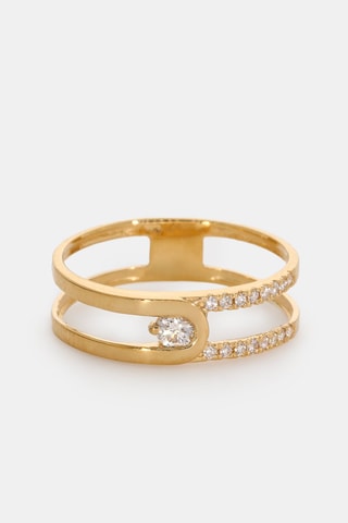 Bague - Or jaune 18 carats et diamants