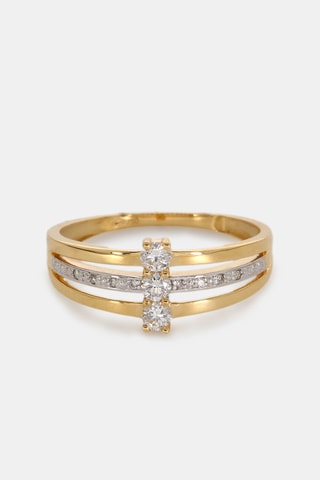 Bague - Or jaune 18 carats et diamants