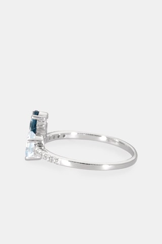 Bague - Or blanc 18 carats et topaze