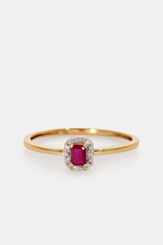 Bague - Or jaune 18 carats, rubis et diamants