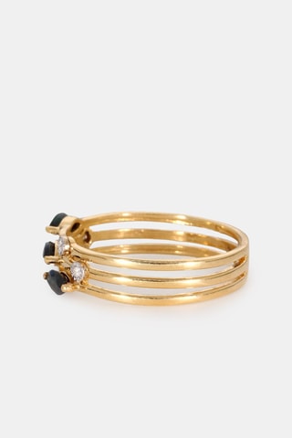 Bague - Or jaune 18 carats, diamants et saphirs