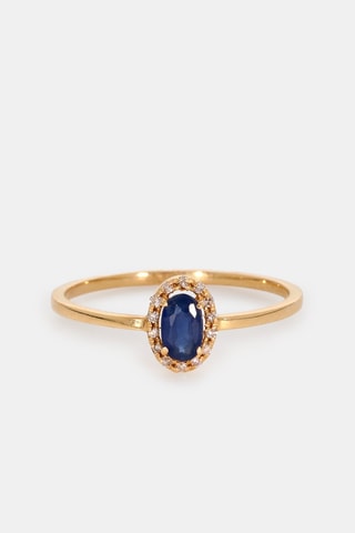 Bague - Or jaune 18 carats, saphir et diamants