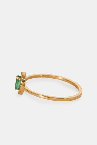 Bague - Or jaune 18 carats, émeraude et diamants