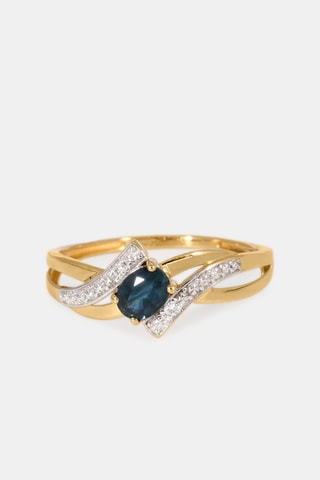 Bague - Or jaune 18 carats, saphir et diamants