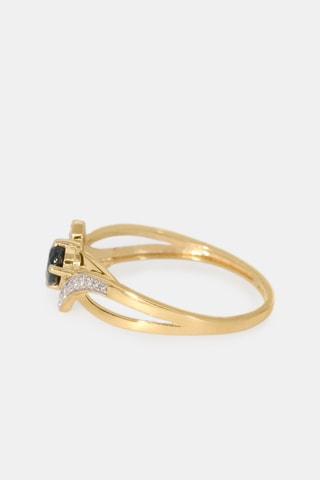 Bague - Or jaune 18 carats, saphir et diamants