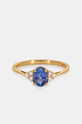 Bague - Or jaune 18 carats, saphir et diamants