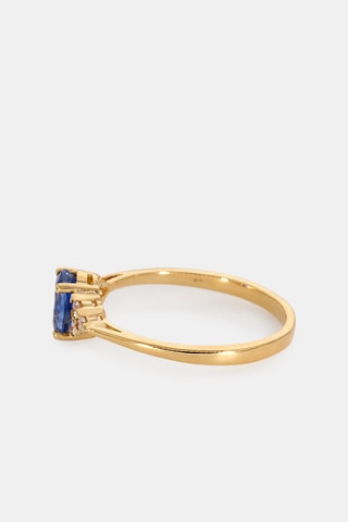 Bague - Or jaune 18 carats, saphir et diamants