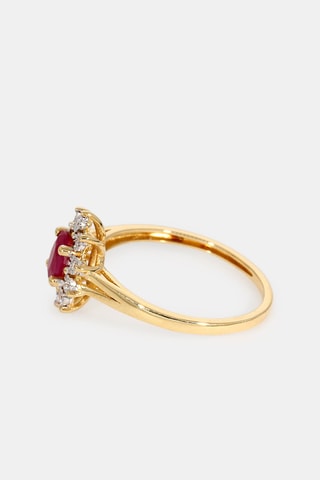 Bague - Or jaune 18 carats, rubis et diamants