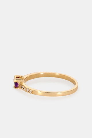 Bague - Or jaune 18 carats, améthystes et diamants
