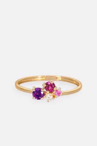 Bague - Or jaune 18 carats, saphir, rhodolite et améthyste