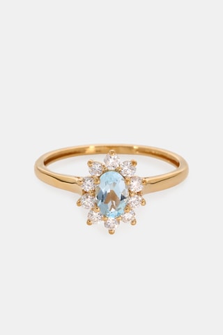 Bague - Or jaune 18 carats, topaze et diamants