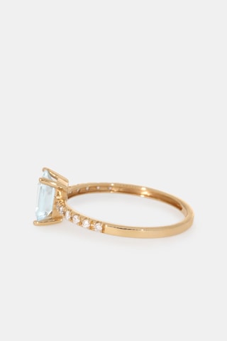 Bague - Or jaune 18 carats, aigue marine et diamants