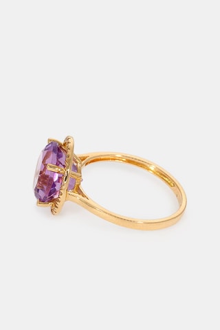 Bague - Or jaune 18 carats, améthyste et diamants