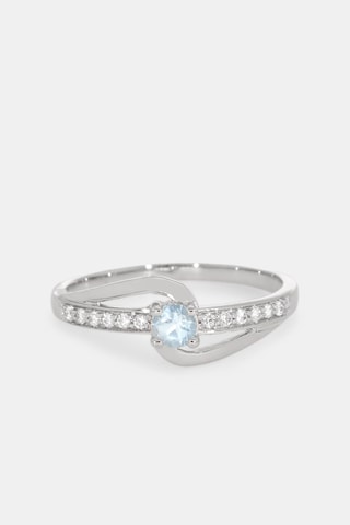 Bague - Or blanc 18 carats et topaze