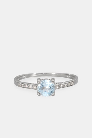 Bague - Or blanc 18 carats, topaze et diamants