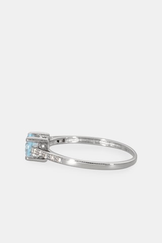 Bague - Or blanc 18 carats, topaze et diamants