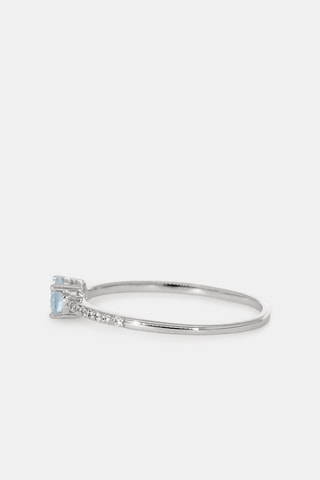 Bague - Or blanc 18 carats, diamants et aigue marine