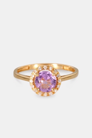 Bague - Or jaune 18 carats, améthyste et diamants