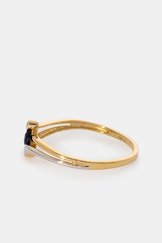 Bague - Or jaune 18 carats et blanc et saphir