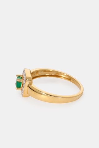 Bague - Or jaune 18 carats, émeraude et diamants