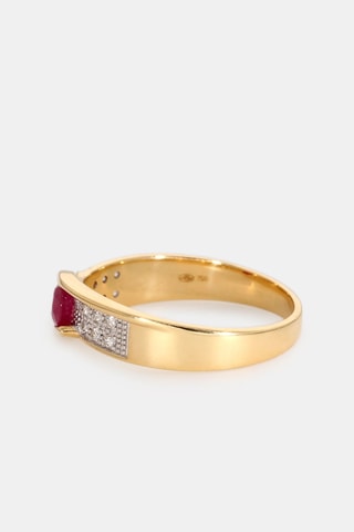 Bague - Or jaune 18 carats, rubis et diamants