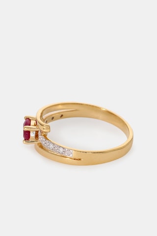 Bague - Or jaune 18 carats, rubis et diamants