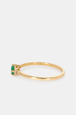 Bague - Or jaune 18 carats, émeraude et diamants