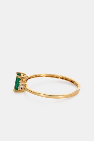 Bague - Or jaune 18 carats, émeraude et diamants