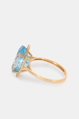 Bague - Or jaune 18 carats, topaze et diamants