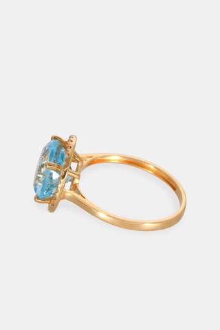 Bague - Or jaune 18 carats, topaze et diamants