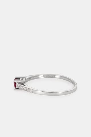 Bague - Or blanc 18 carats, diamants et rubis