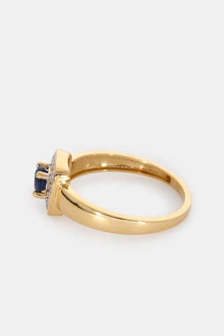 Bague - Or jaune 18 carats, saphir et diamants