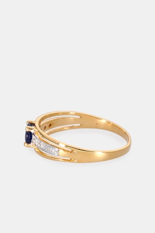 Bague - Or jaune 18 carats, saphir et diamants