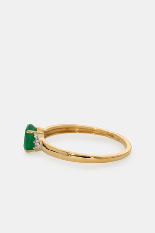 Bague - Or jaune 18 carats, émeraude et diamants