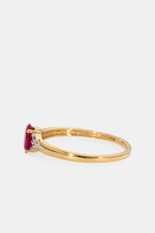 Bague - Or jaune 18 carats, rubis et diamants