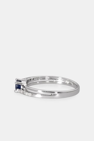 Bague - Or blanc 18 carats, saphir et diamants