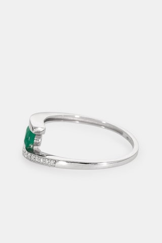 Bague - Or blanc 18 carats, émeraude et diamants