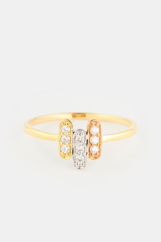 Bague - Or jaune, or blanc, or rose et diamants