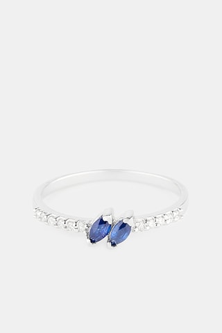 Bague - Or blanc, diamants et saphirs