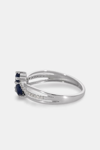 Bague - Or blanc 18 carats, saphirs et diamants