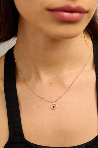 Collier - Or jaune 18 carats, saphir et diamants